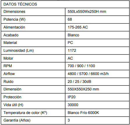 Ventilador sostre registrable amb llum