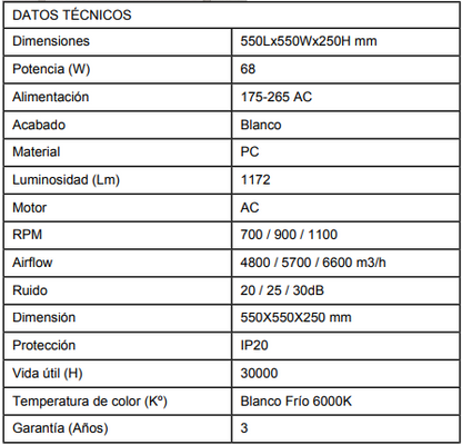 Ventilador sostre registrable amb llum
