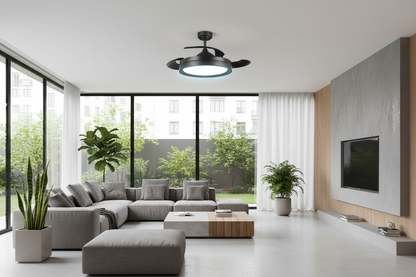 Ventilador en salón contemporáneo