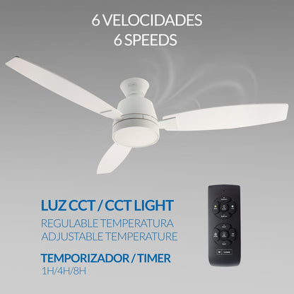 Ventilador de sostre 132cm amb Llum LED CCT 18W 1.200lm | Motor DC 31W Silenciós